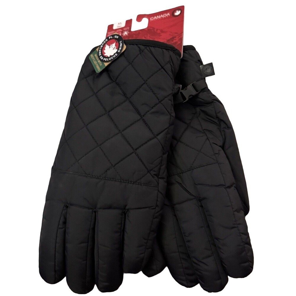 Canada Weather Gear Mens Extra Insulated Gloves Black Fleece Warm XLarge  XL NWT